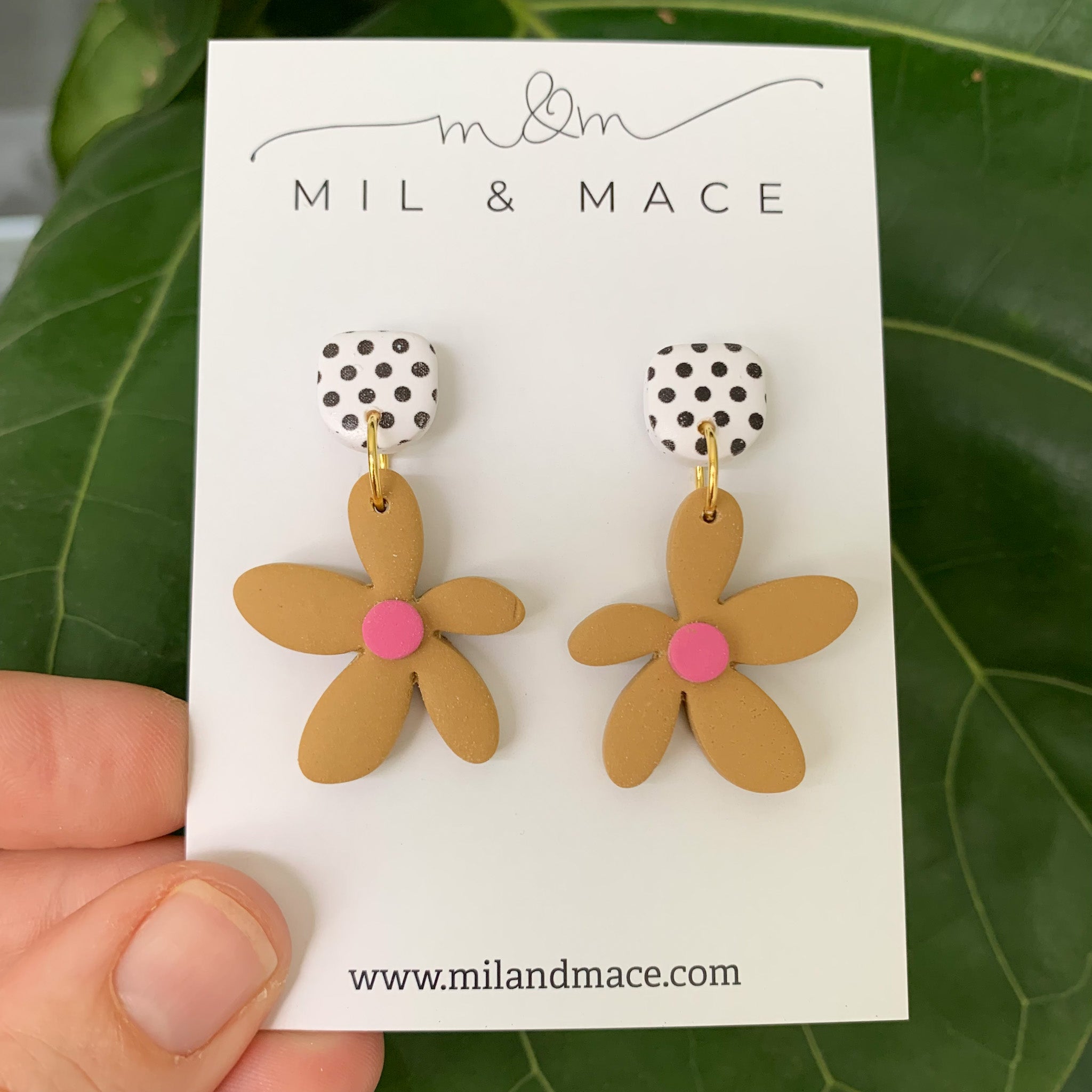 Spring Daisies Polymer Clay Dangle Earrings