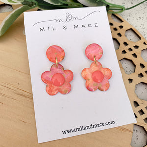 Sunsets 25mm Flower Handpainted Dangle Earrings