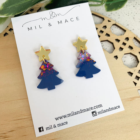 Christmas Tree Resin Dangle Earrings