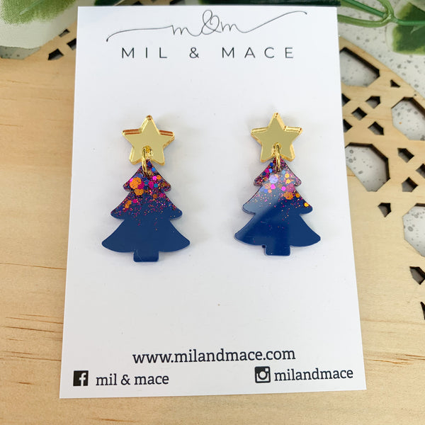 Christmas Tree Resin Dangle Earrings