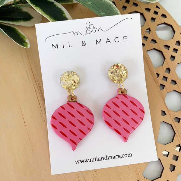 Candy Pink and Red Polymer Clay Dangle Earrings