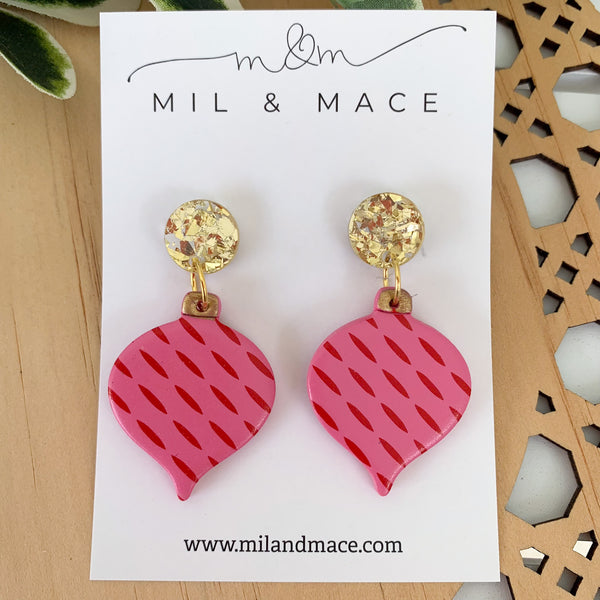 Candy Pink and Red Polymer Clay Dangle Earrings