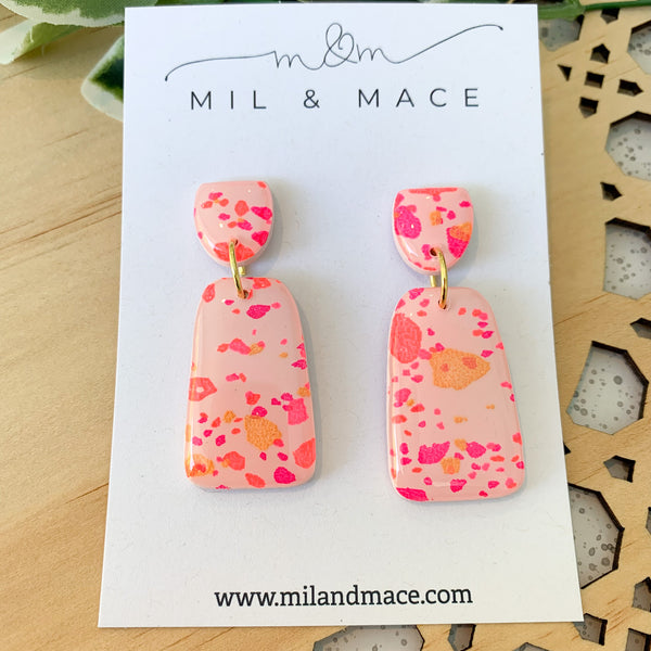 Neon Terrazzo Polymer Clay and Resin Dangle Earrings