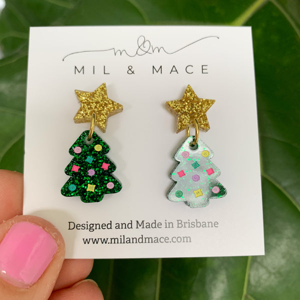 Christmas Tree Mini 20mm Acrylic Dangle Earrings