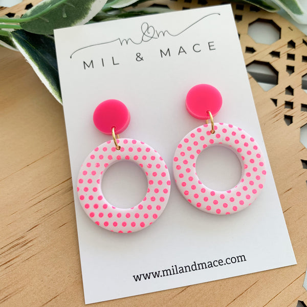 Christmas Pink Polymer Clay Dangle Earrings