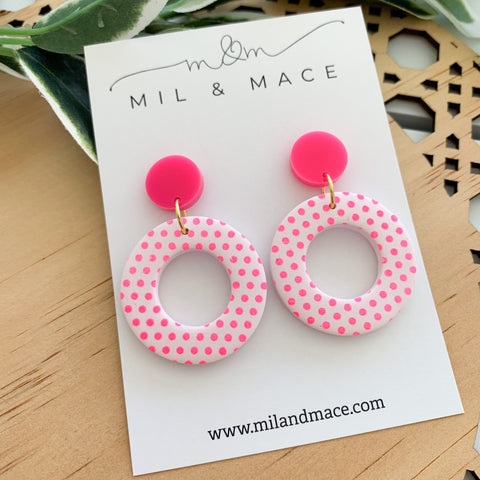 Christmas Pink Polymer Clay Dangle Earrings