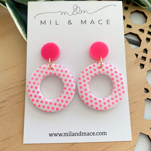 Christmas Pink Polymer Clay Dangle Earrings