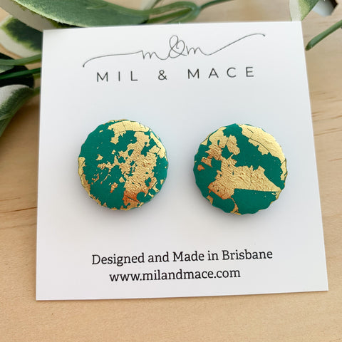 Green Polymer Clay Stud Earrings