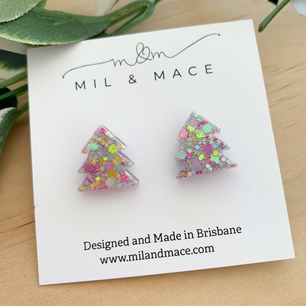 17mm Christmas Tree Resin Stud Earrings