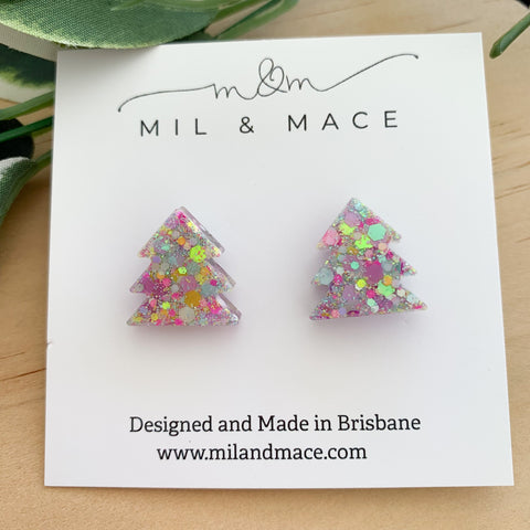 17mm Christmas Tree Resin Stud Earrings