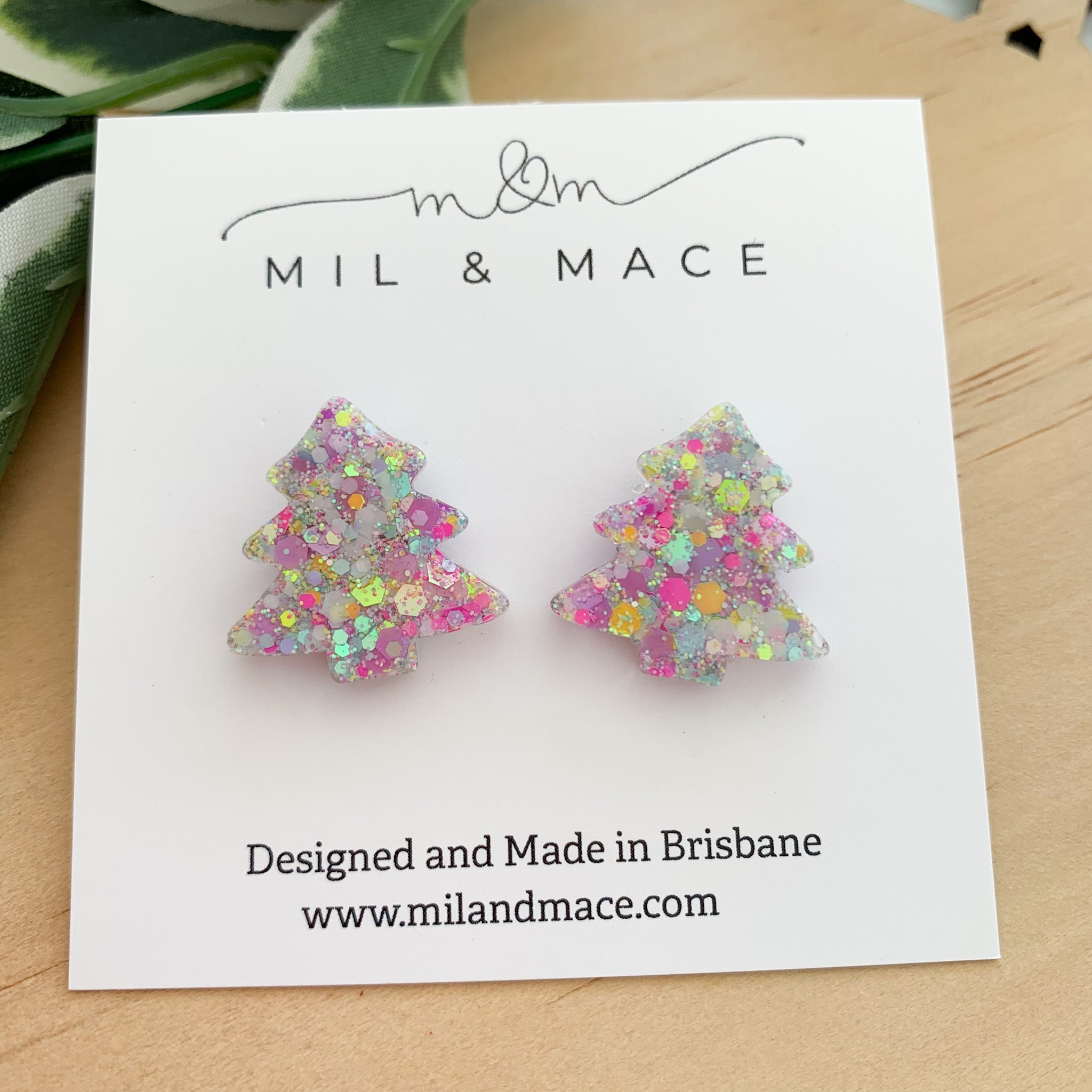 20mm Christmas Tree Resin Stud Earrings