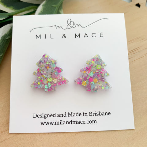 20mm Christmas Tree Resin Stud Earrings