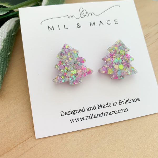 20mm Christmas Tree Resin Stud Earrings