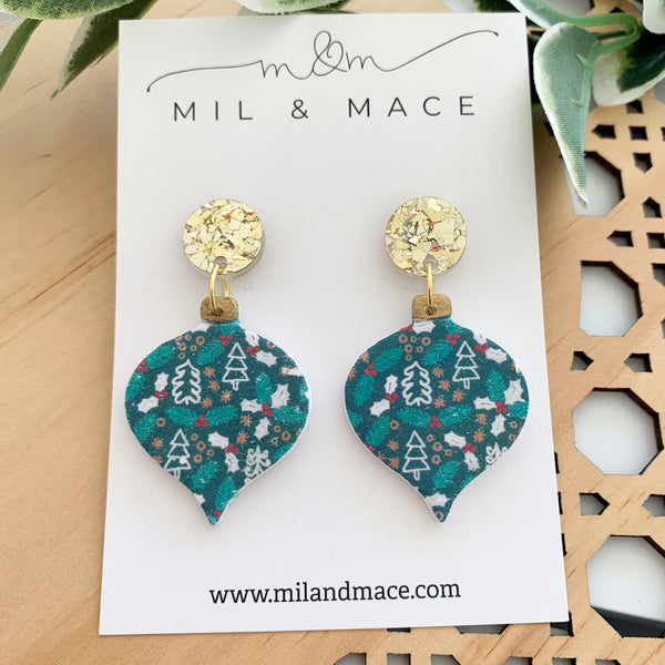 Christmas Holly Polymer Clay Dangle Earrings