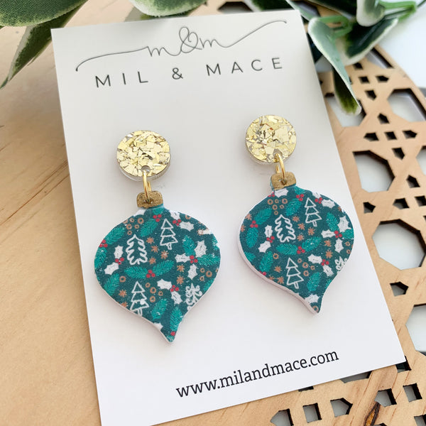 Christmas Holly Polymer Clay Dangle Earrings