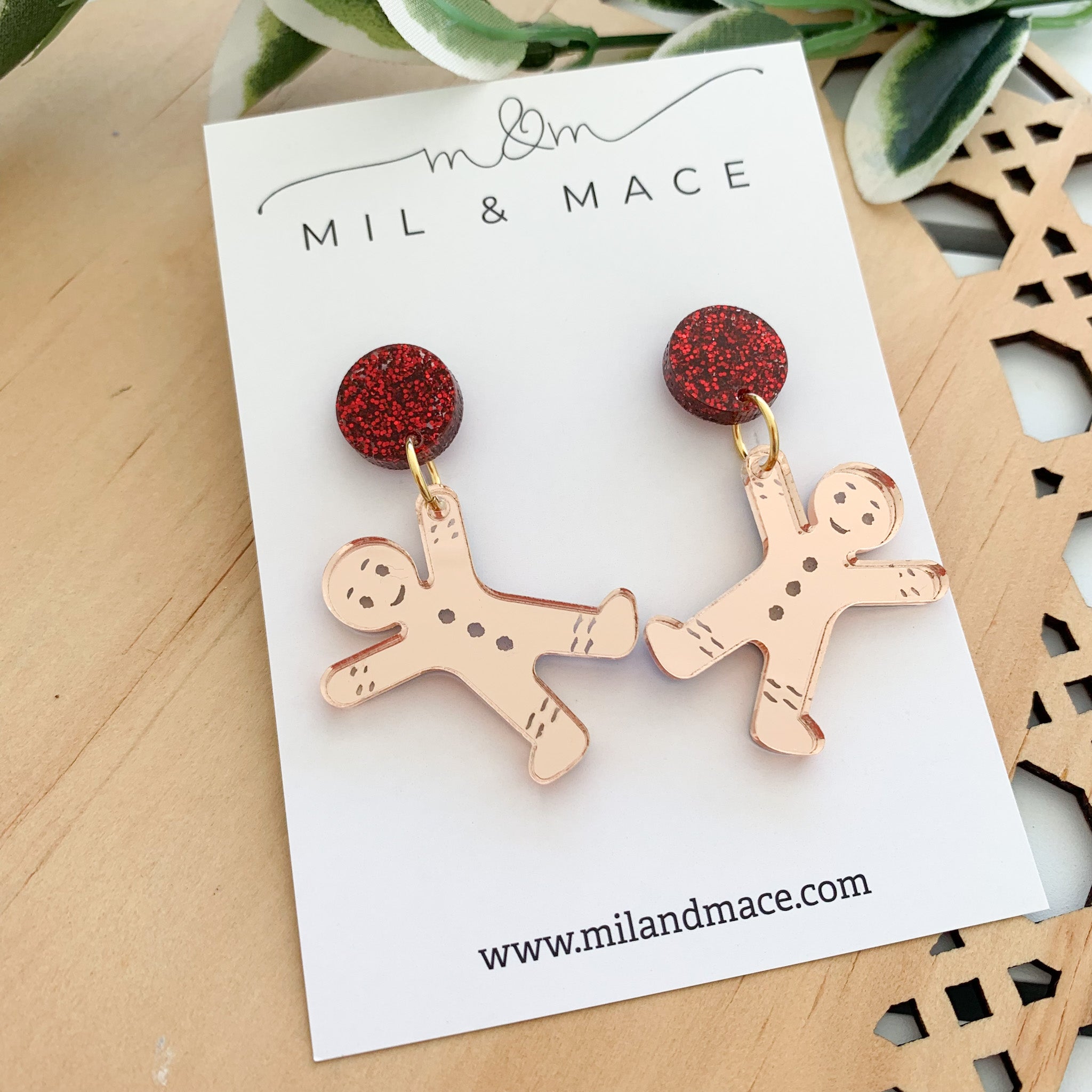 Christmas Wreath Acrylic Dangle Earrings