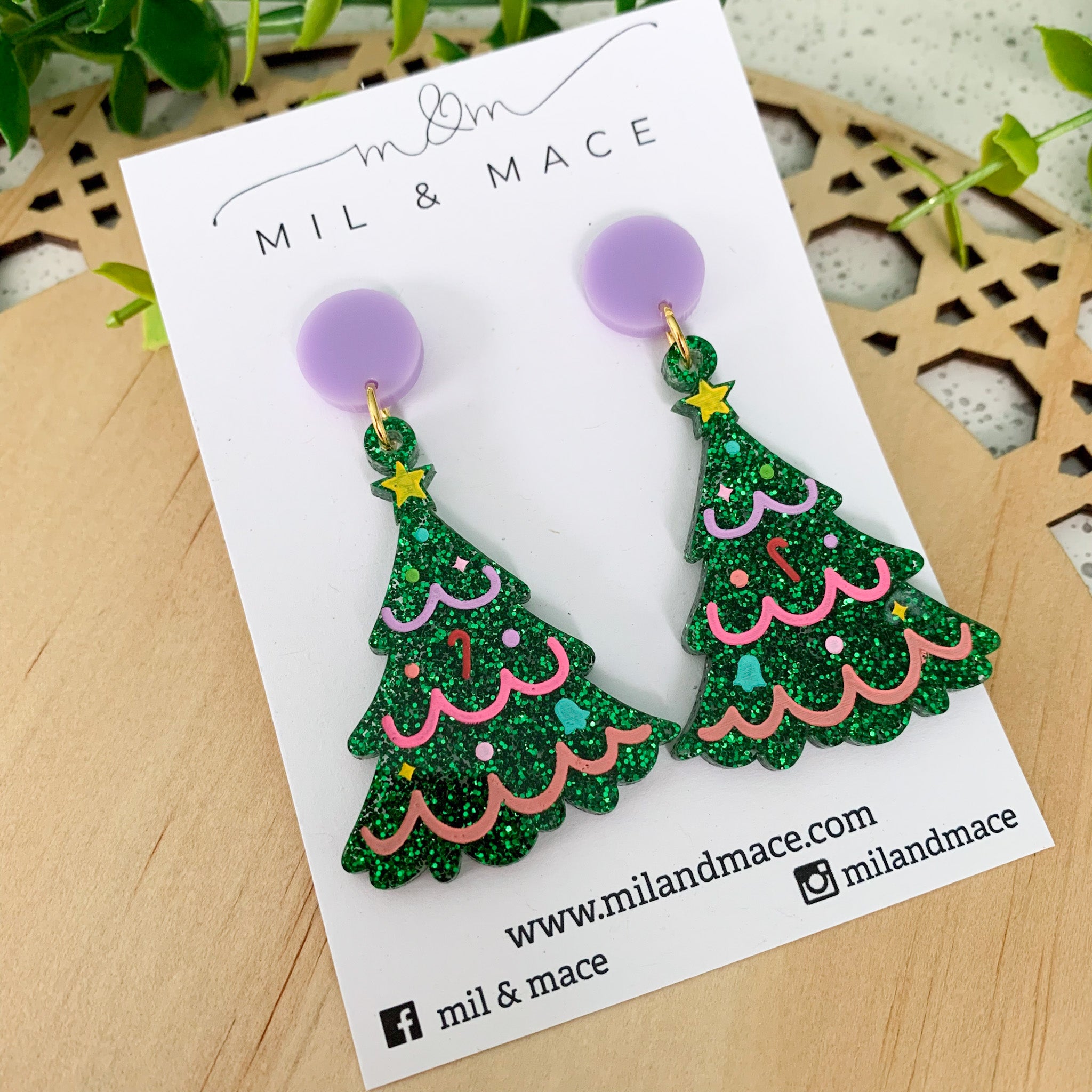 Christmas Tree Acrylic Dangle Earrings