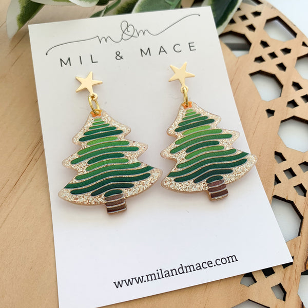 Christmas Tree Acrylic Dangle Earrings