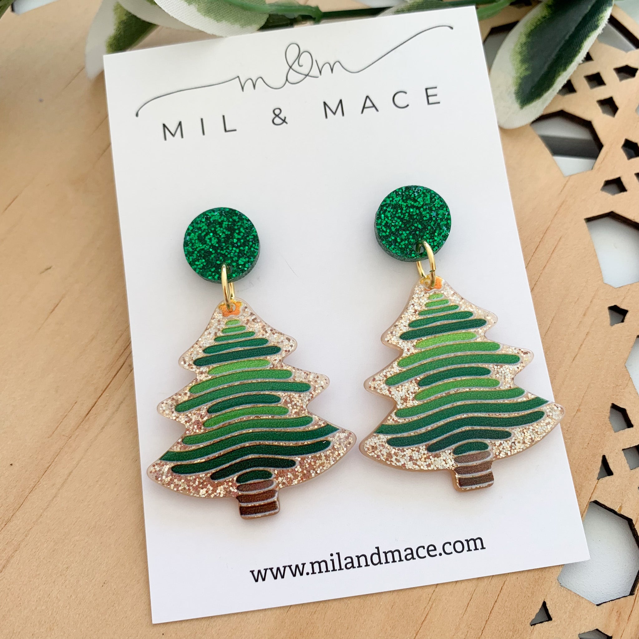 Christmas Tree Acrylic Dangle Earrings