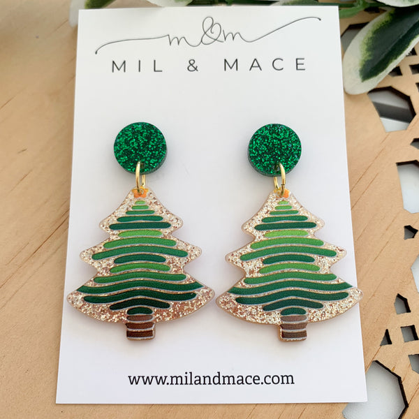 Christmas Tree Acrylic Dangle Earrings