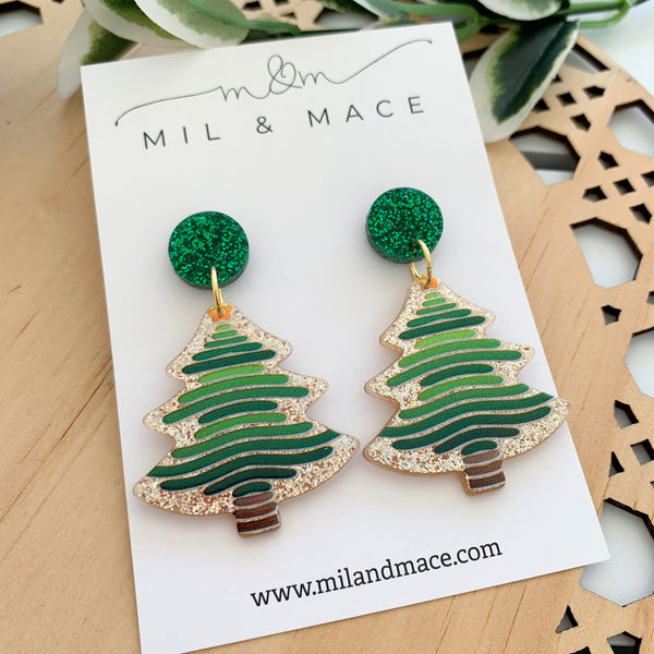 Christmas Tree Acrylic Dangle Earrings