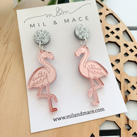Flamingo Acrylic Dangle Earrings
