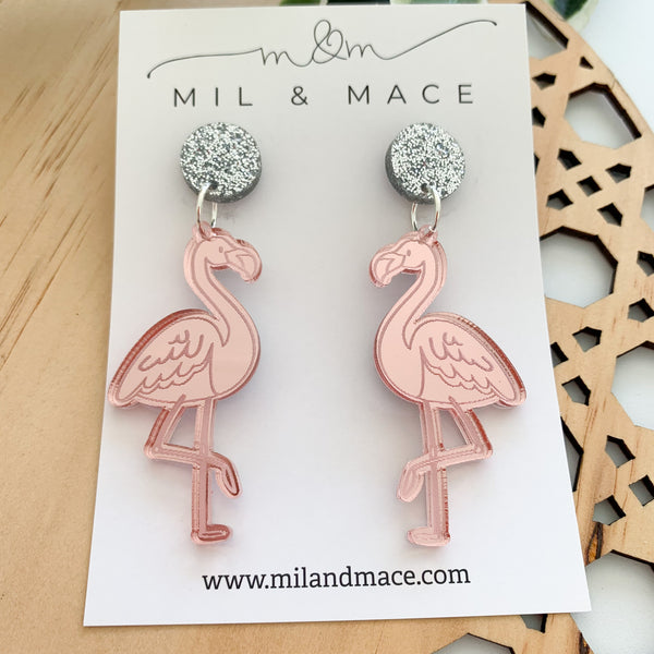 Flamingo Acrylic Dangle Earrings
