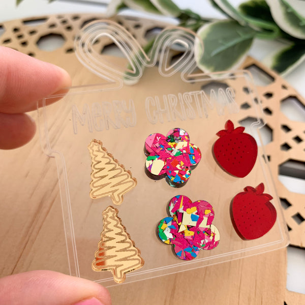 Deluxe Christmas Mixed Acrylic Stud Pack with Earring Holder