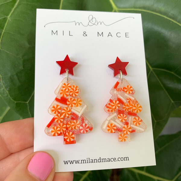 Christmas Tree Resin Dangle Earrings