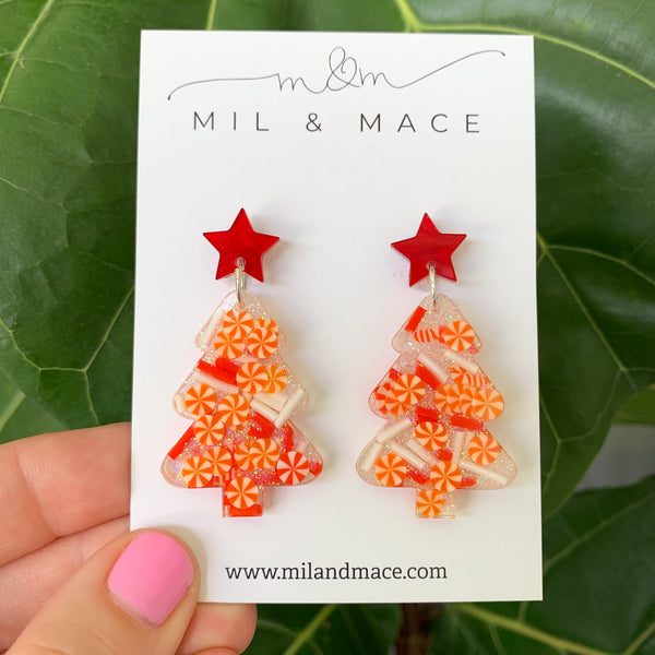 Christmas Tree Resin Dangle Earrings