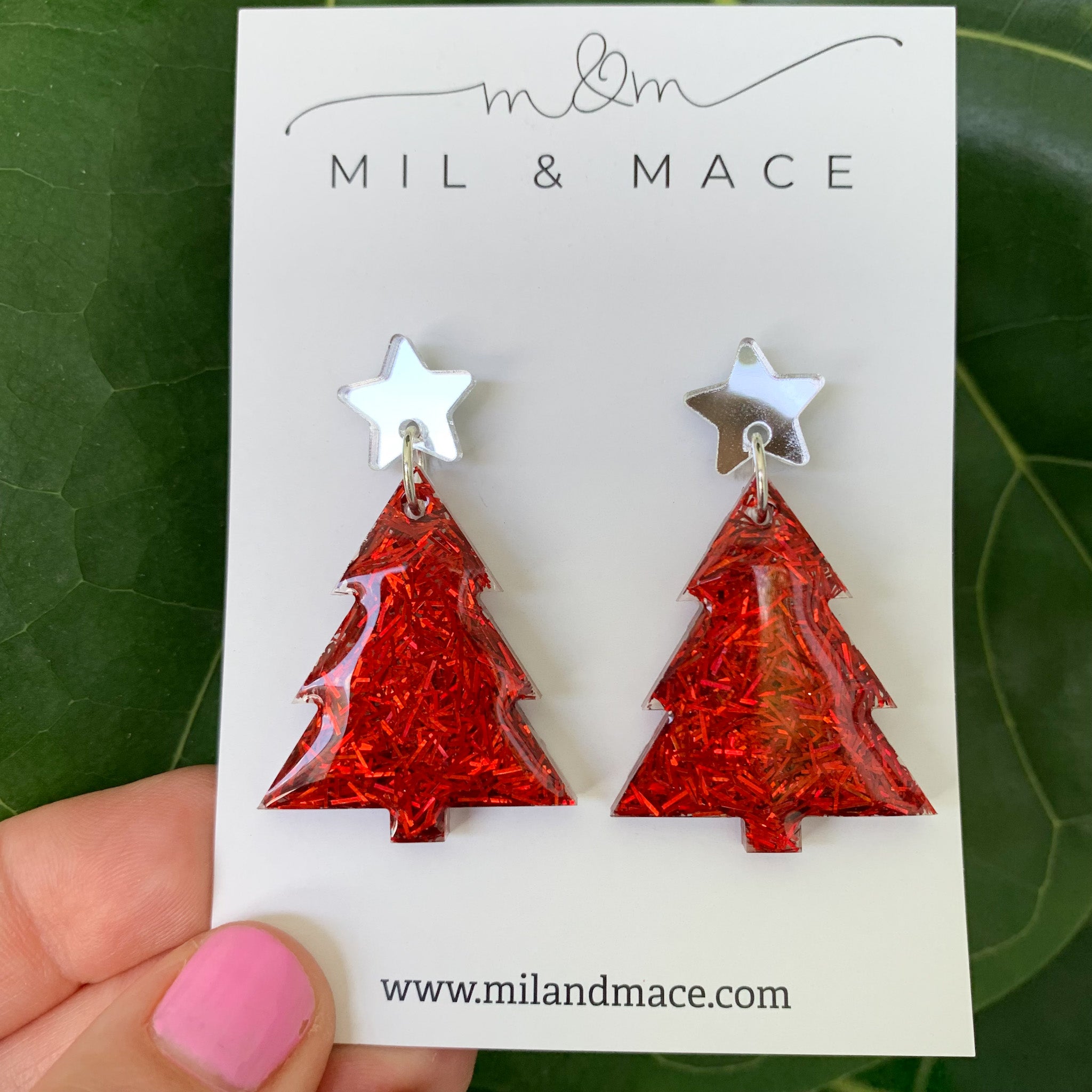 Christmas Tree Resin Dangle Earrings