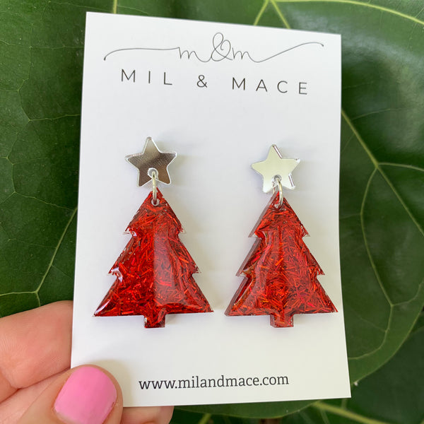 Christmas Tree Resin Dangle Earrings