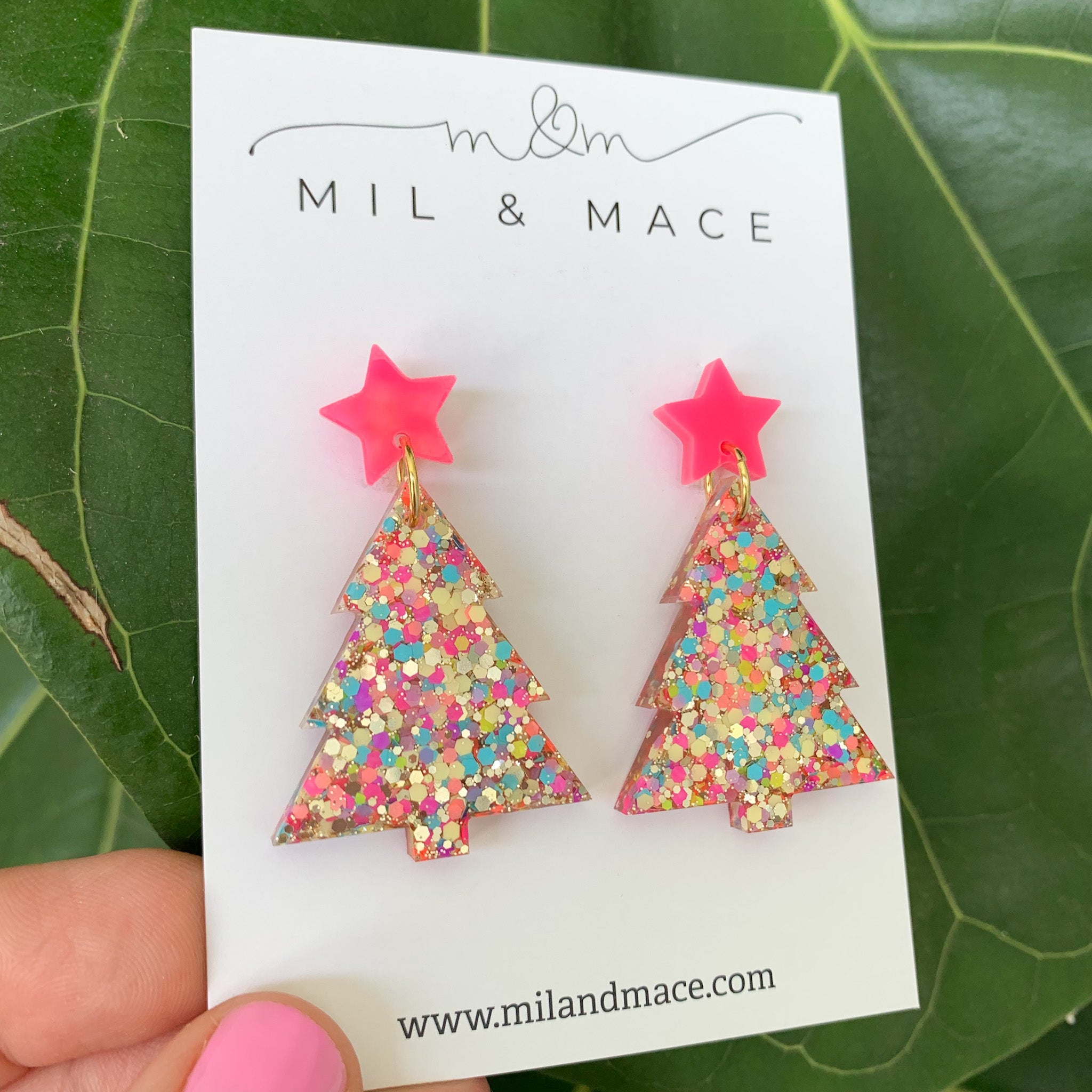 Christmas Tree Resin Dangle Earrings