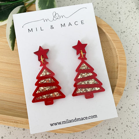 Christmas Tree Resin Dangle Earrings