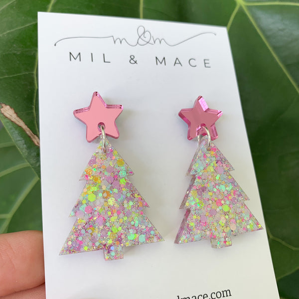 Christmas Tree Resin Dangle Earrings