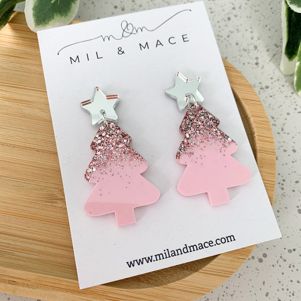 Christmas Tree Resin Dangle Earrings