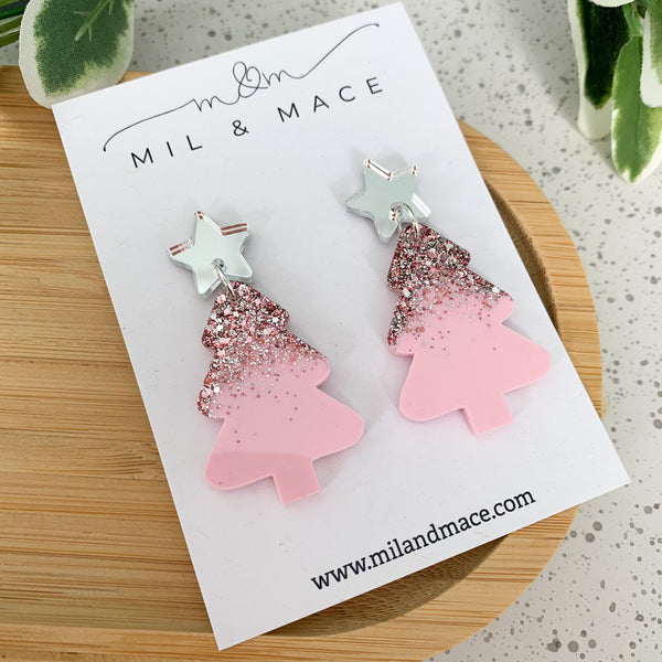 Christmas Tree Resin Dangle Earrings