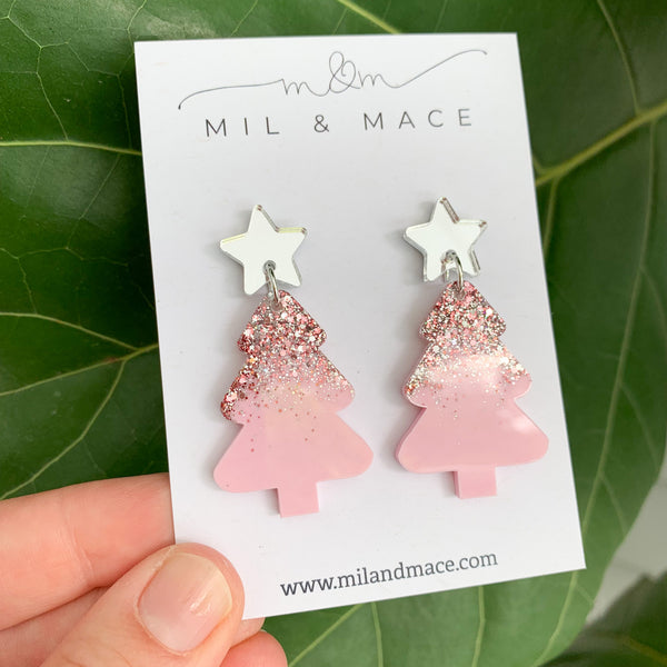 Christmas Tree Resin Dangle Earrings