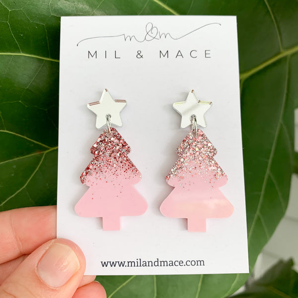 Christmas Tree Resin Dangle Earrings