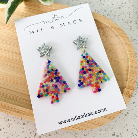 Christmas Tree Resin Dangle Earrings