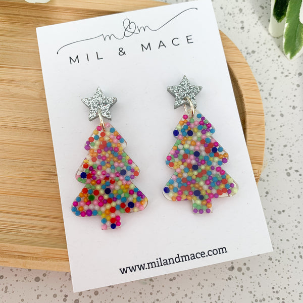 Christmas Tree Resin Dangle Earrings