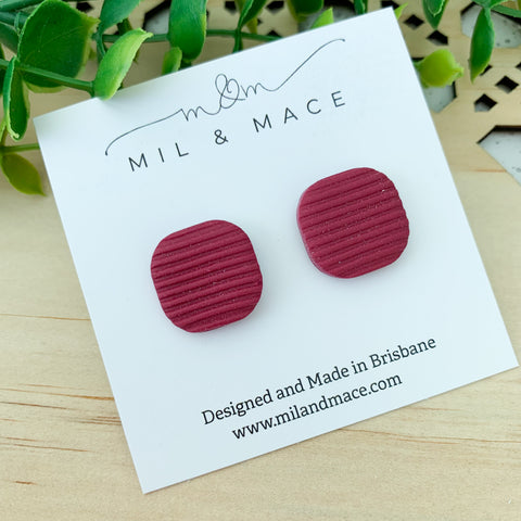 Rounded Square Polymer Clay Stud Earrings