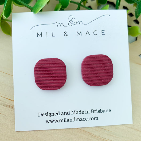 Rounded Square Polymer Clay Stud Earrings