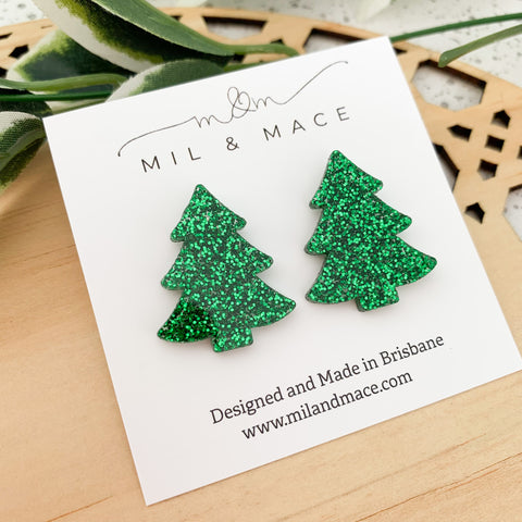 27mm Christmas Tree Acrylic Stud Earrings