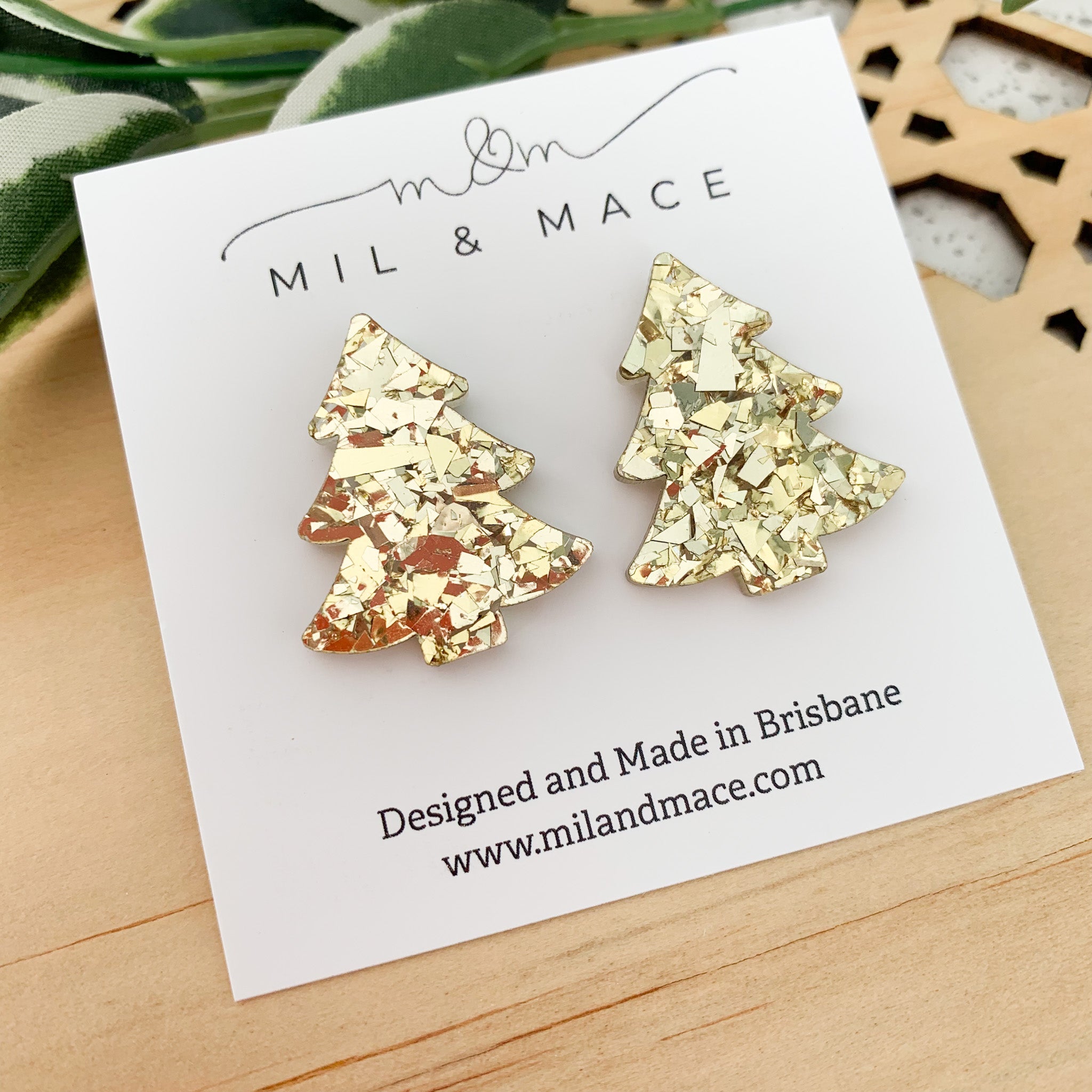 27mm Christmas Tree Acrylic Stud Earrings