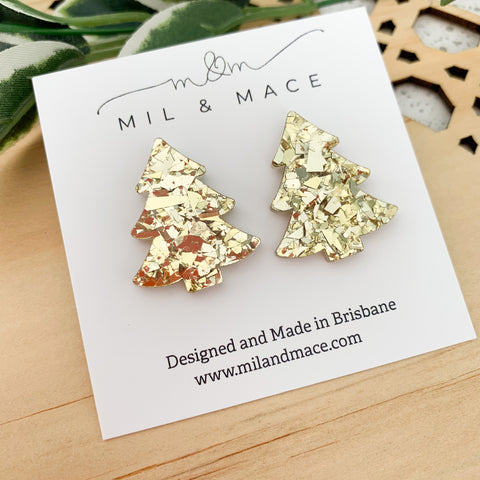 27mm Christmas Tree Acrylic Stud Earrings