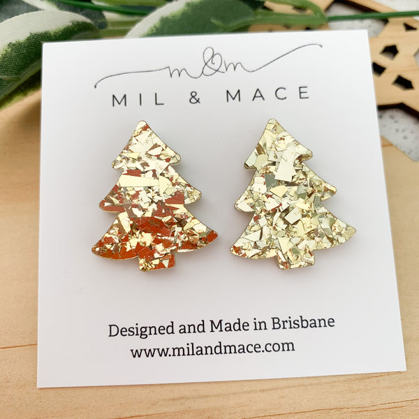 27mm Christmas Tree Acrylic Stud Earrings