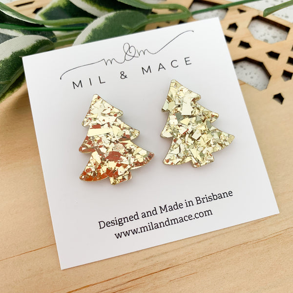 27mm Christmas Tree Acrylic Stud Earrings