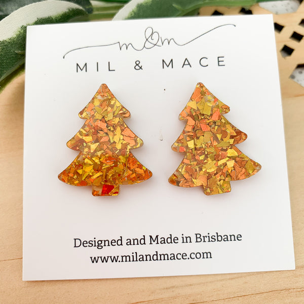 27mm Christmas Tree Acrylic Stud Earrings