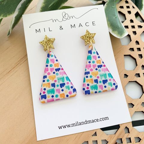 Jellybean Yupo Christmas Tree Dangle Earrings